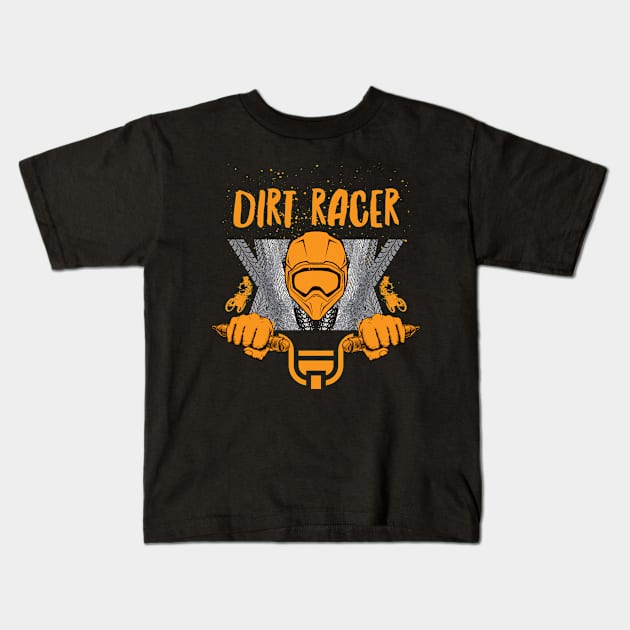 Dirt Racer Sports Graphic Design Kids T-Shirt by Abeer Ahmad